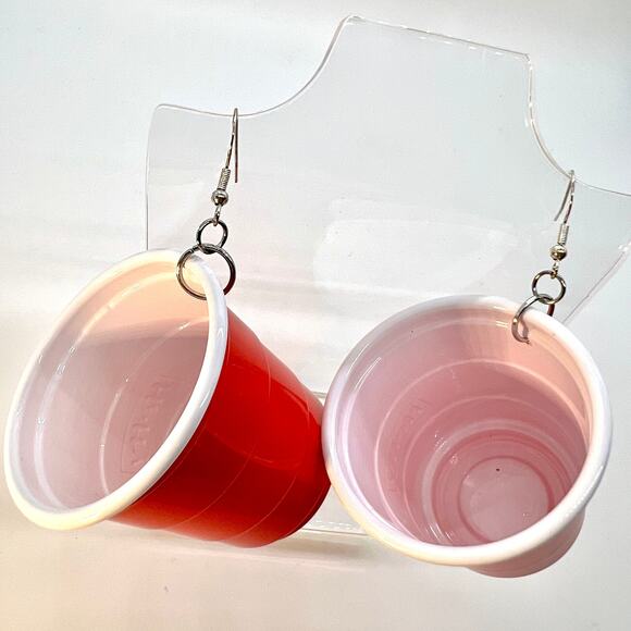 Solo Cup Shot Earrings - Shot Glass Earrings - Party Earrings - Club Accessories - Picture 3 of 11